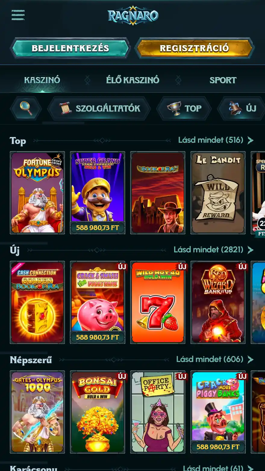 Ragnaro kaszinójátékok oldala