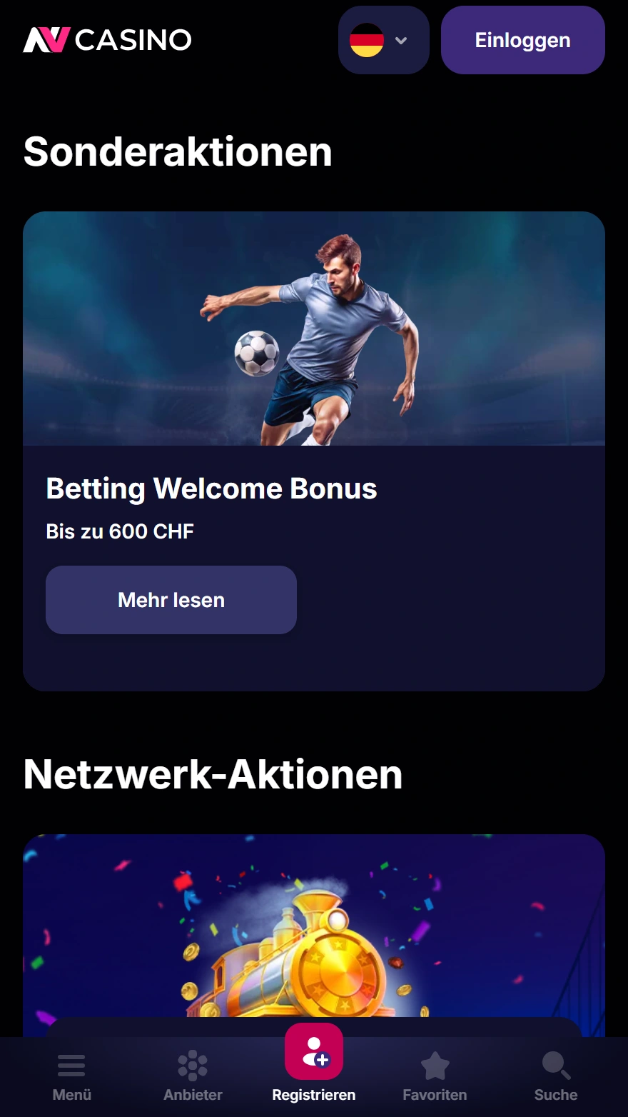 NV Casino Bonusseite