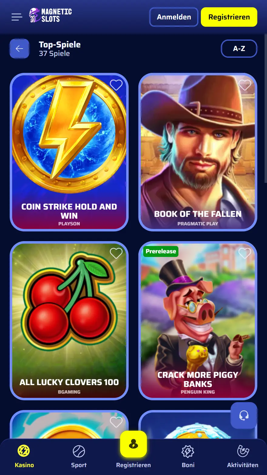 MagneticSlots Casino-Spieleseite