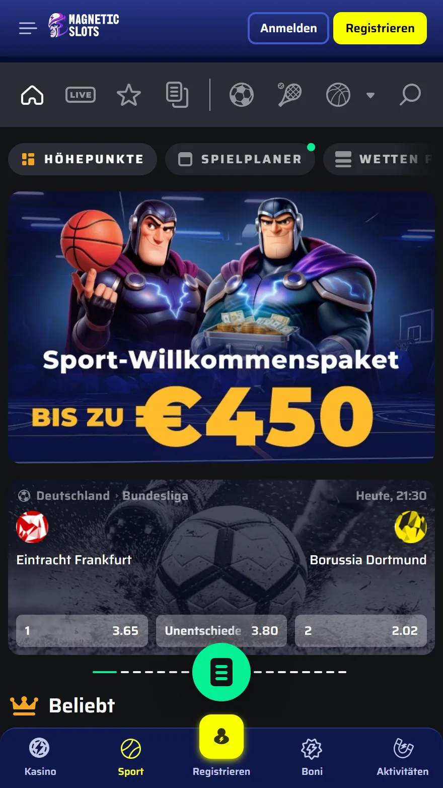 MagneticSlots Sportwettenseite