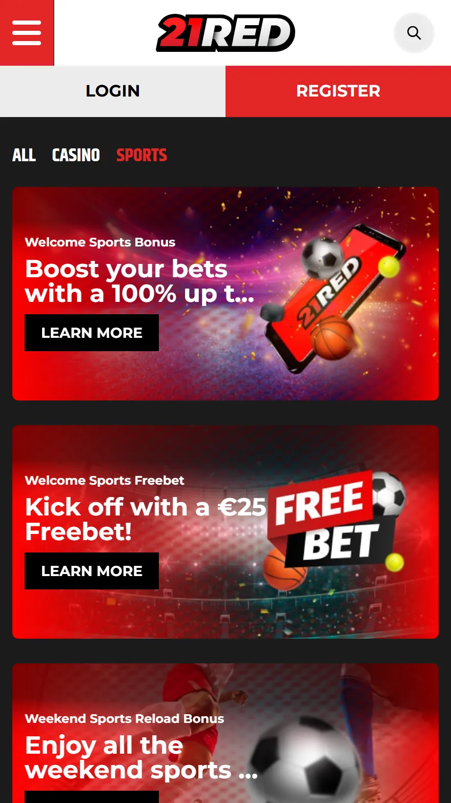 21Red sporta bonusi