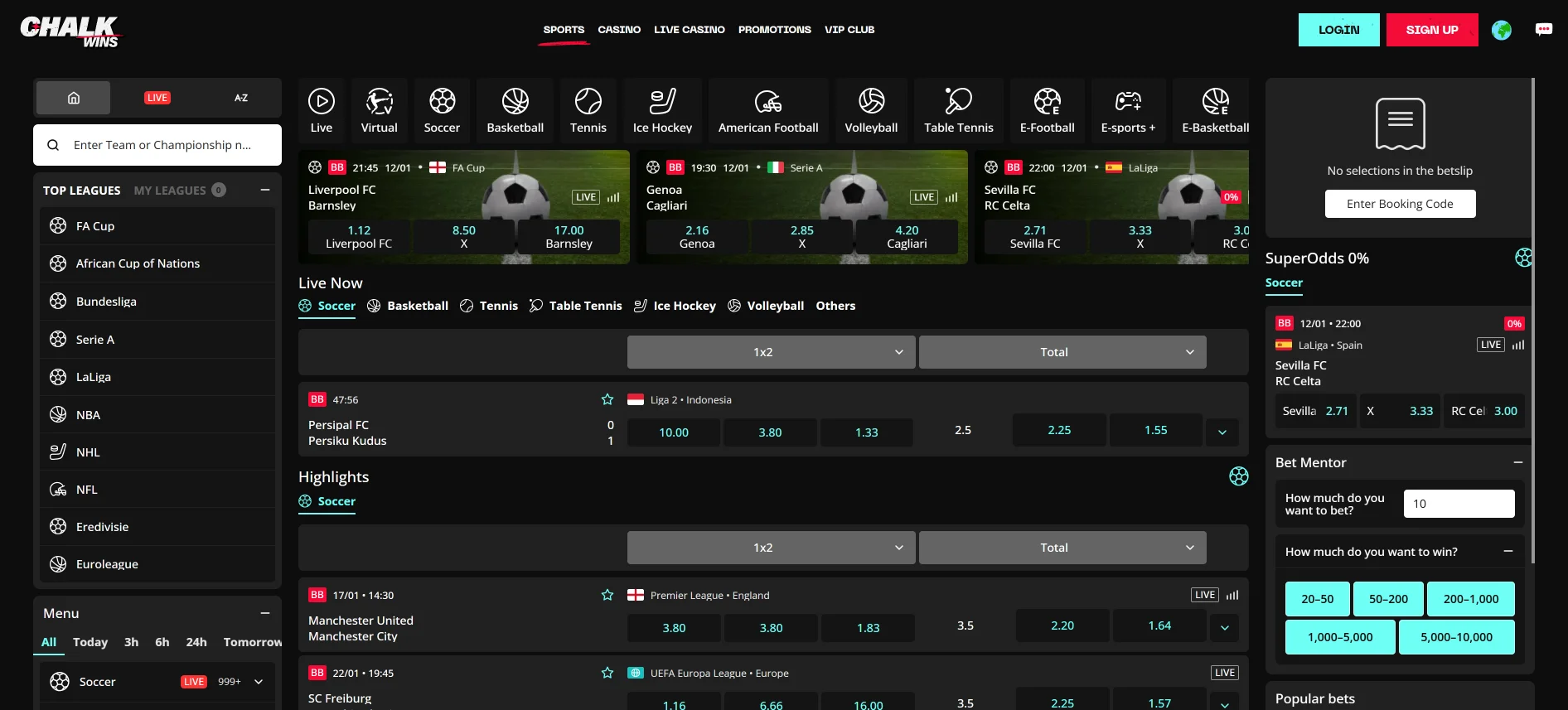 ChalkWins sporta likmes