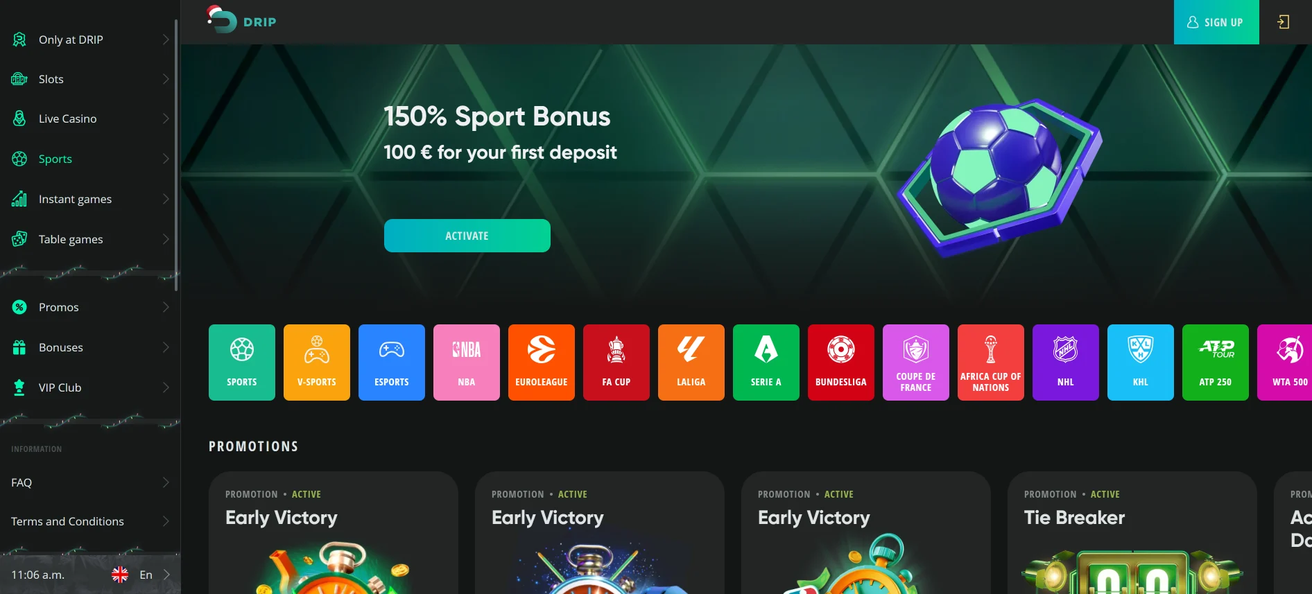 Drip Casino totalizators