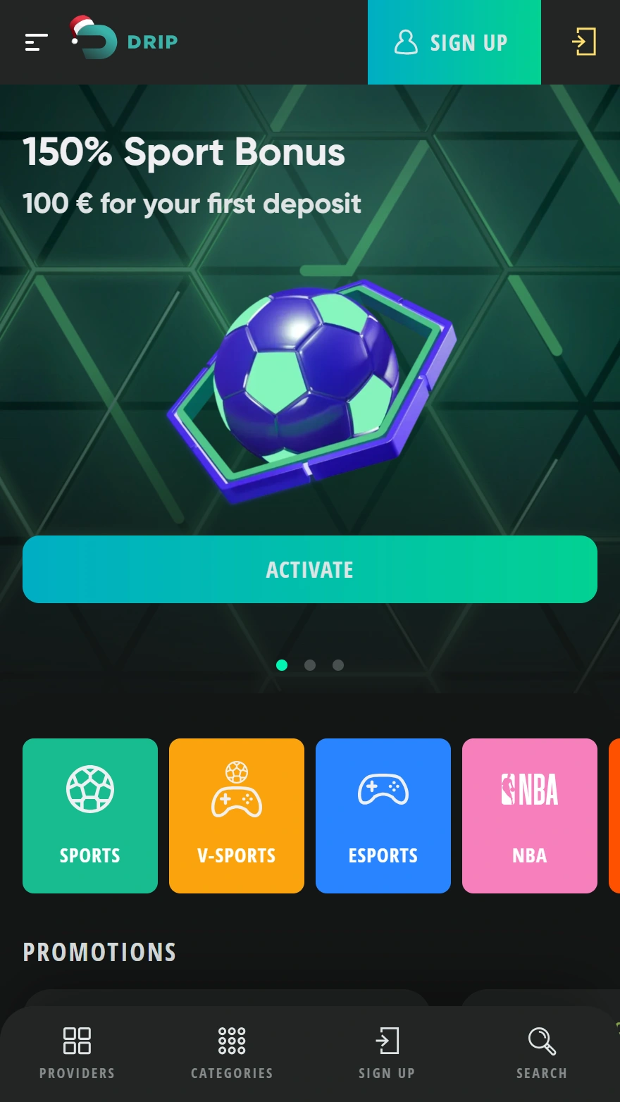 Drip Casino totalizatora mājaslapa