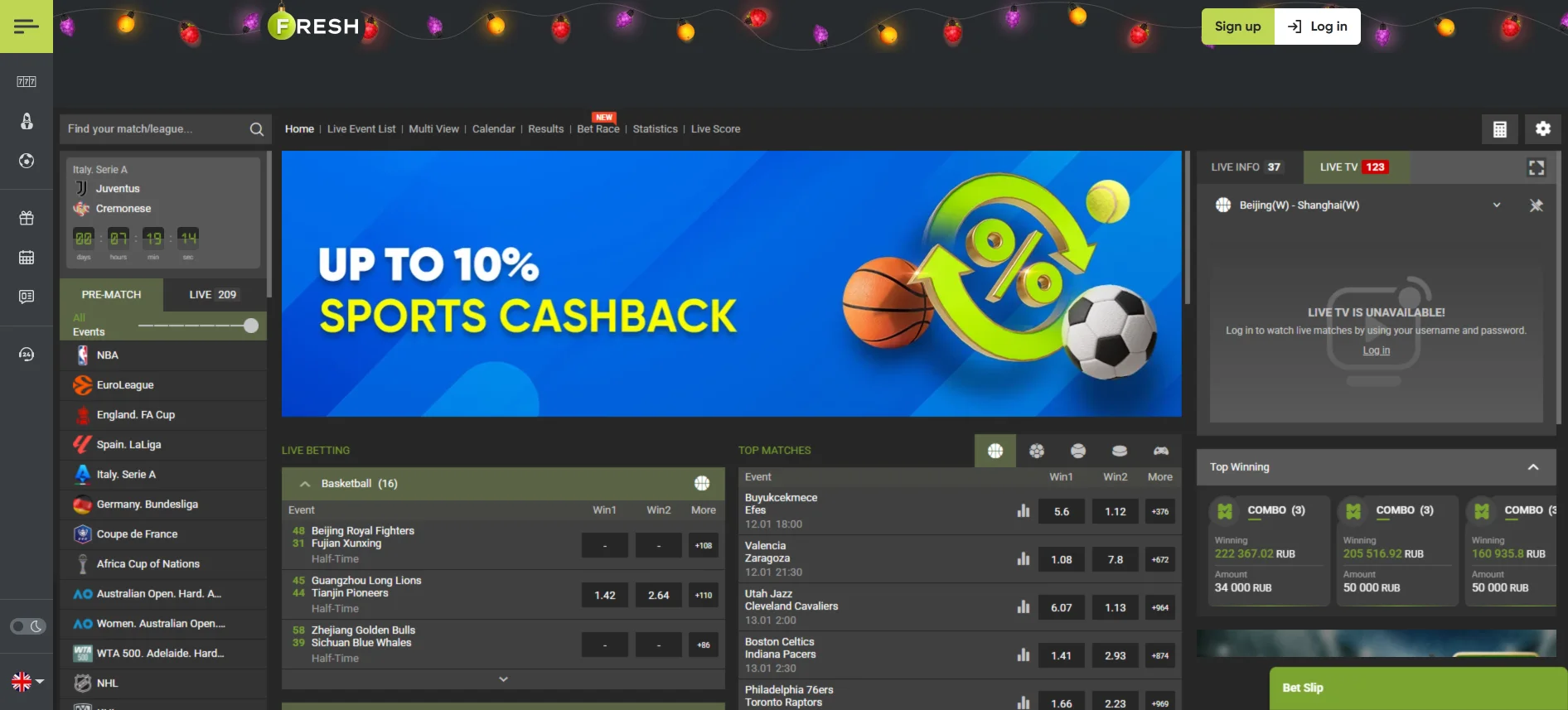 Fresh Casino sporta likmes