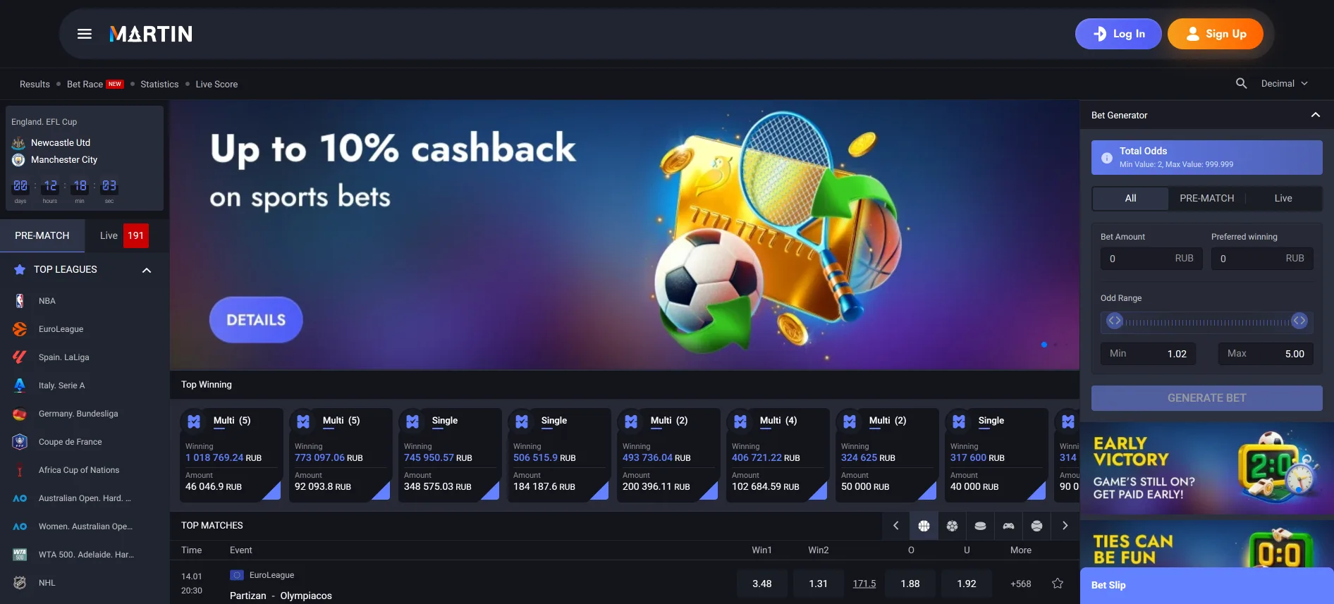 Martin sporta likmes