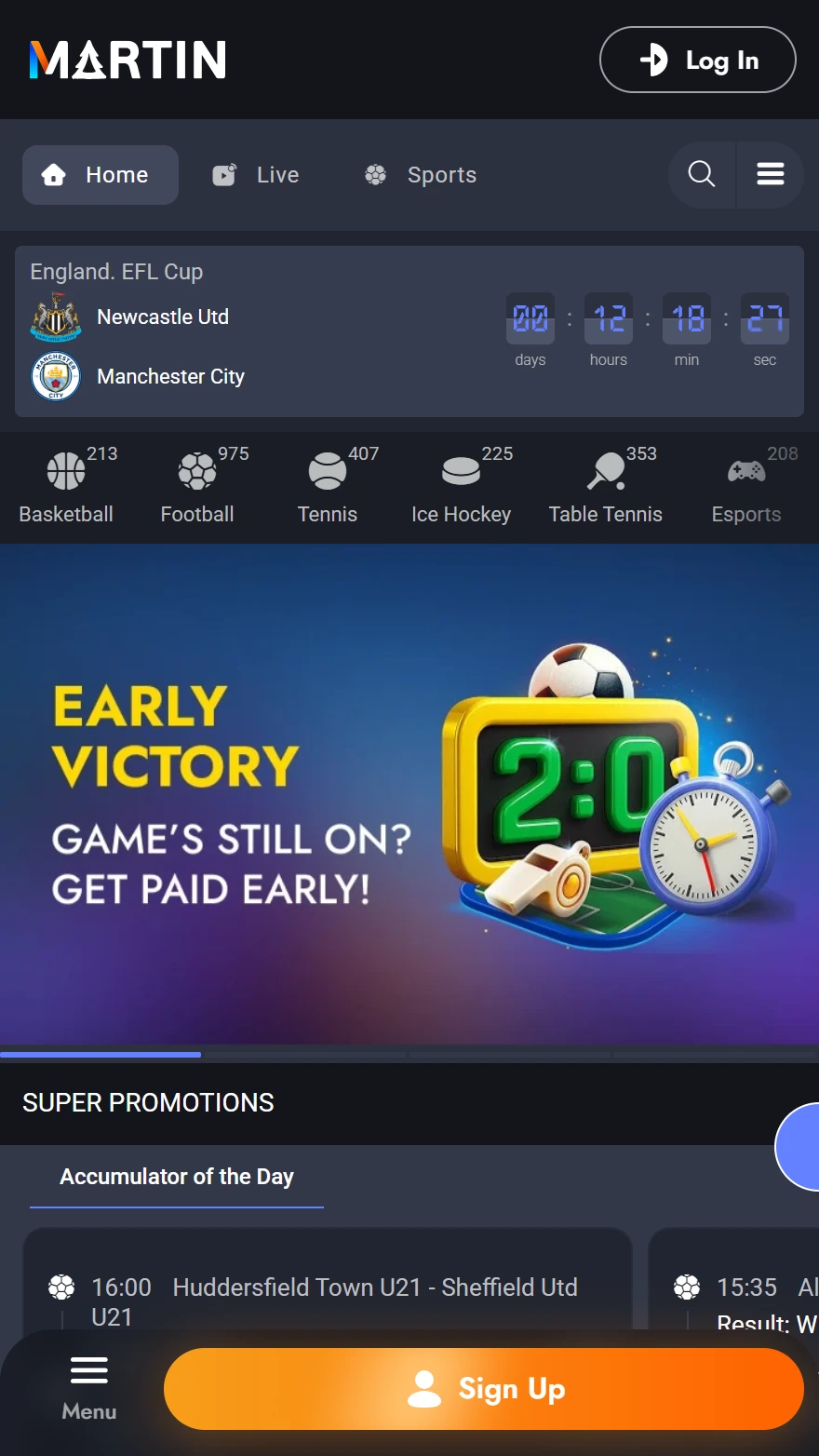 Martin sporta likmju lapa