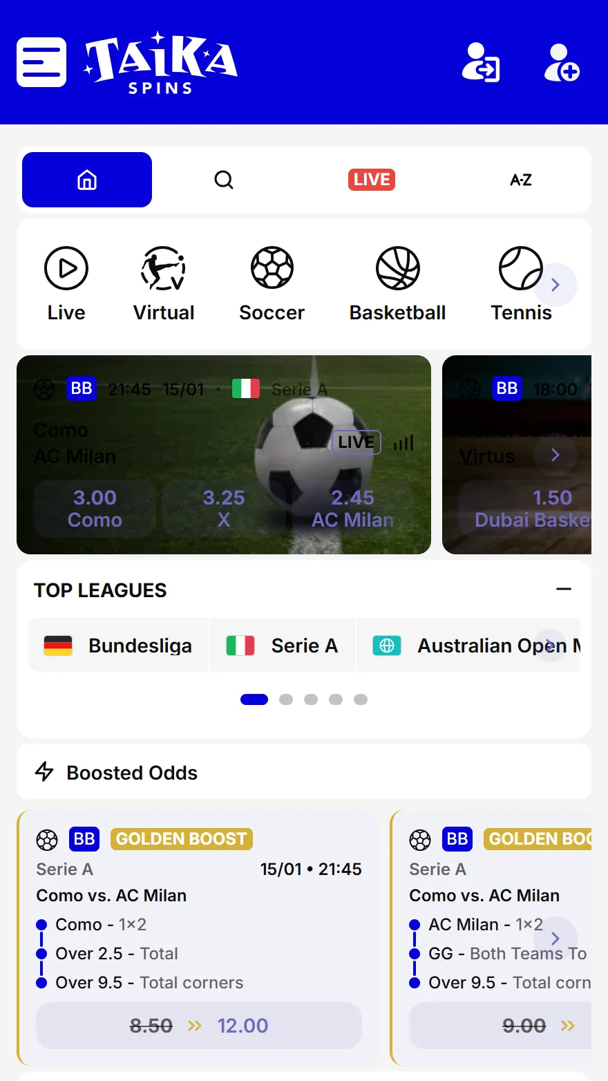 TaikaSpins sporta likmes