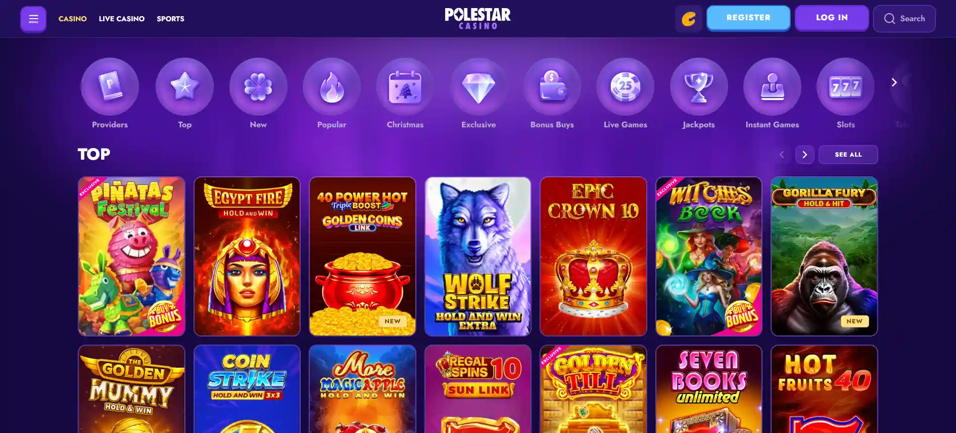 Polestar Casino games page