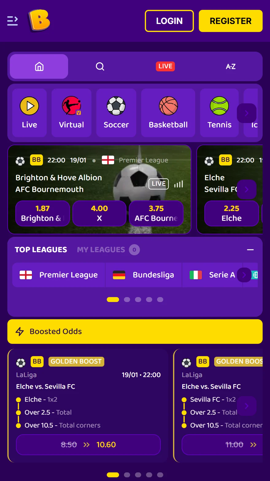 Bonusbet sportspelsida