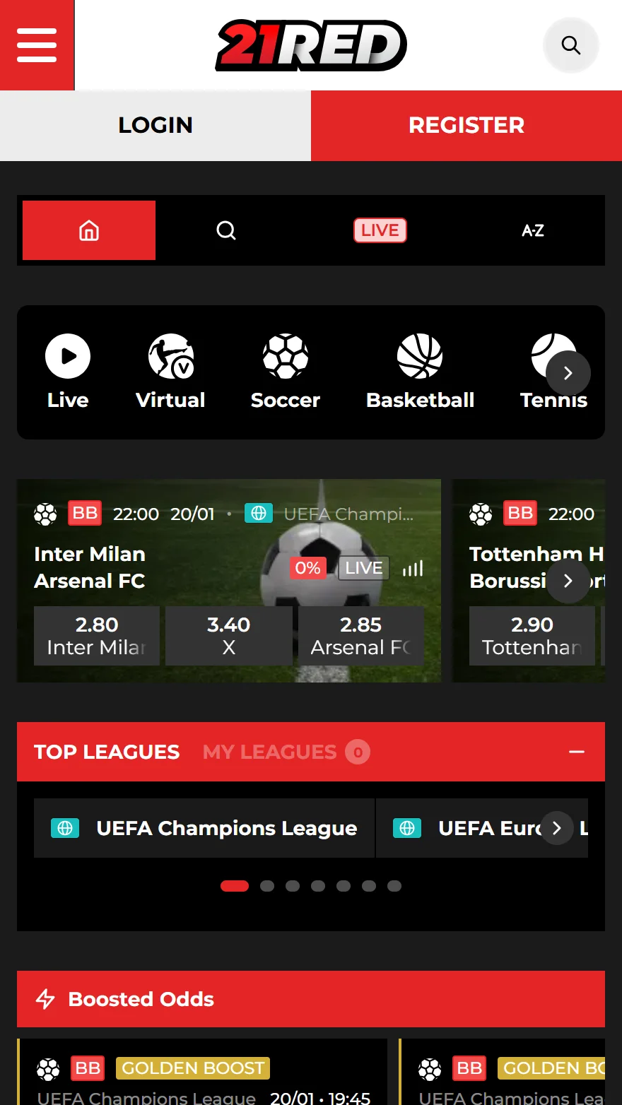 21Red страница ставкок на спорт