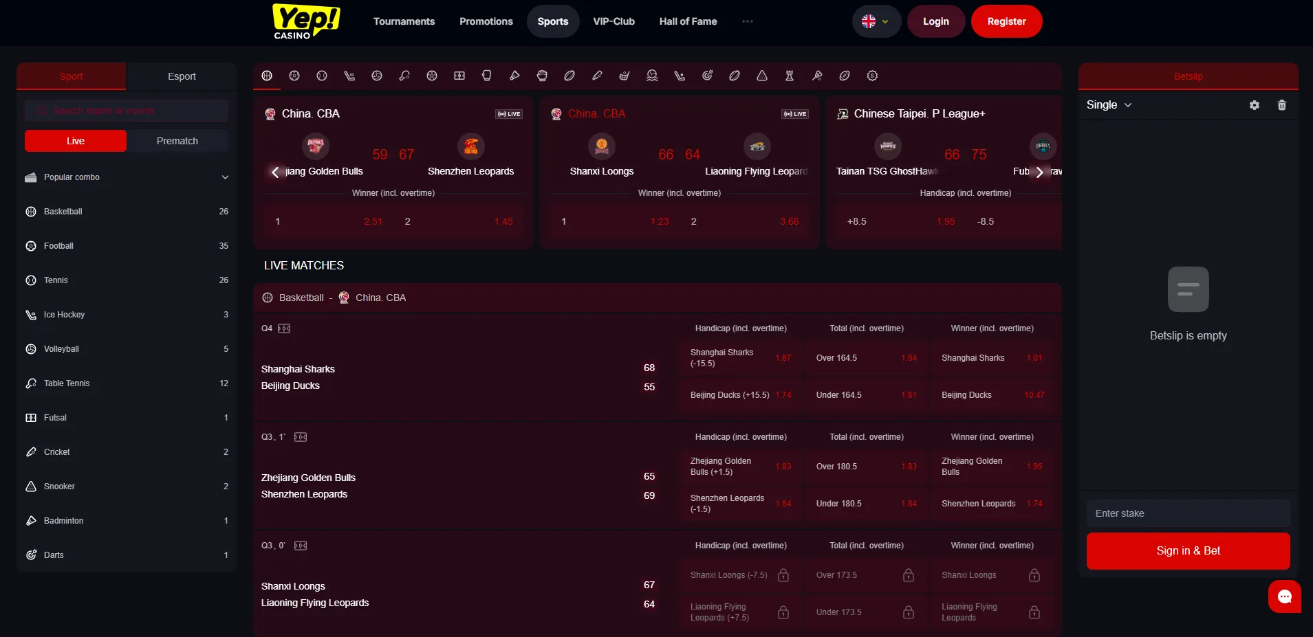 Yep Casino страница ставок на спорт