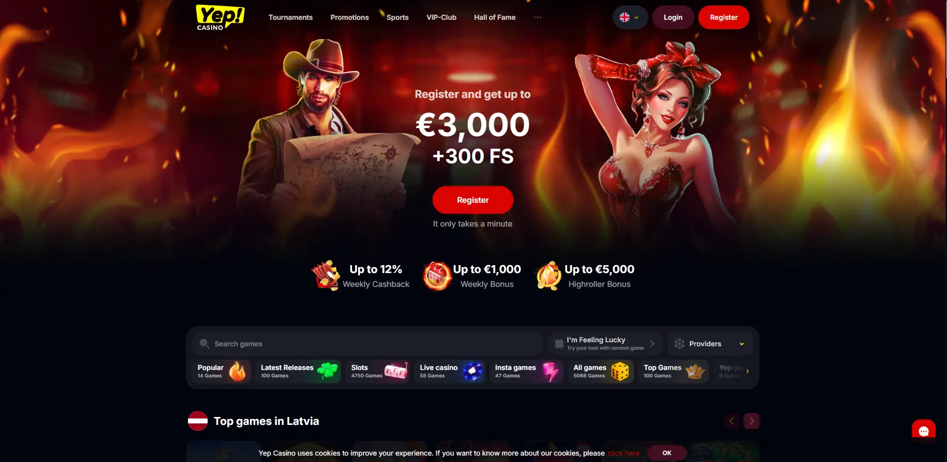 Yep Casino страница веб-сайт