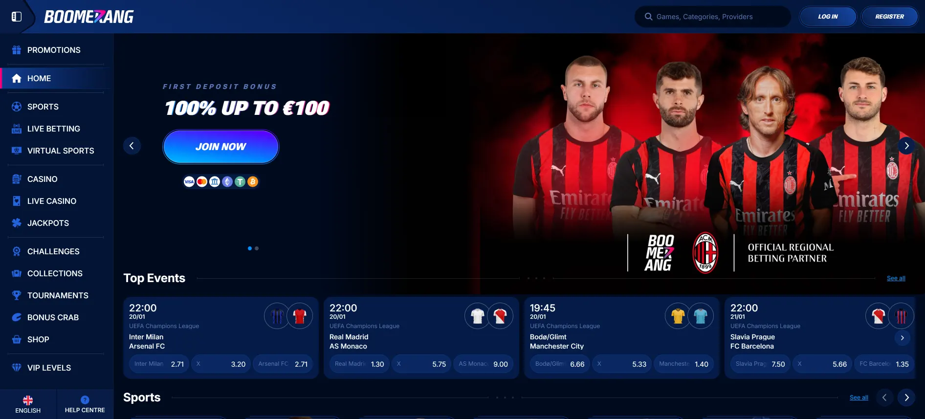 Boomerang Bet тотализатор