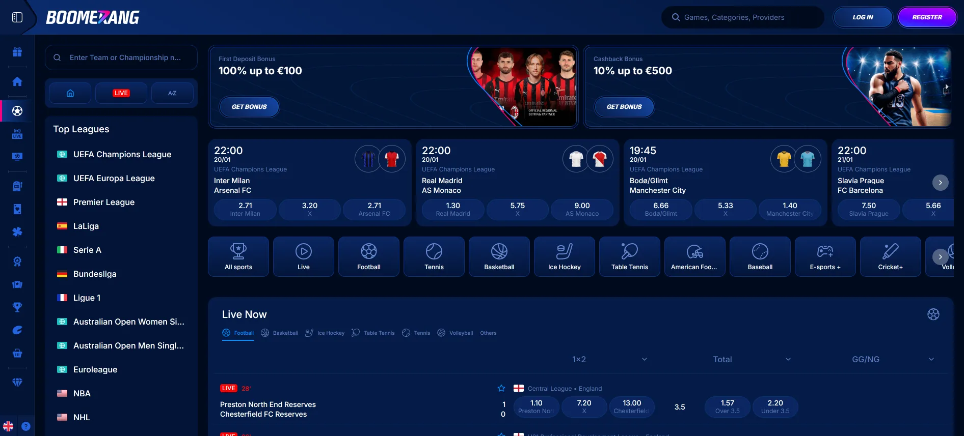 Boomerang Bet ставки на спорт