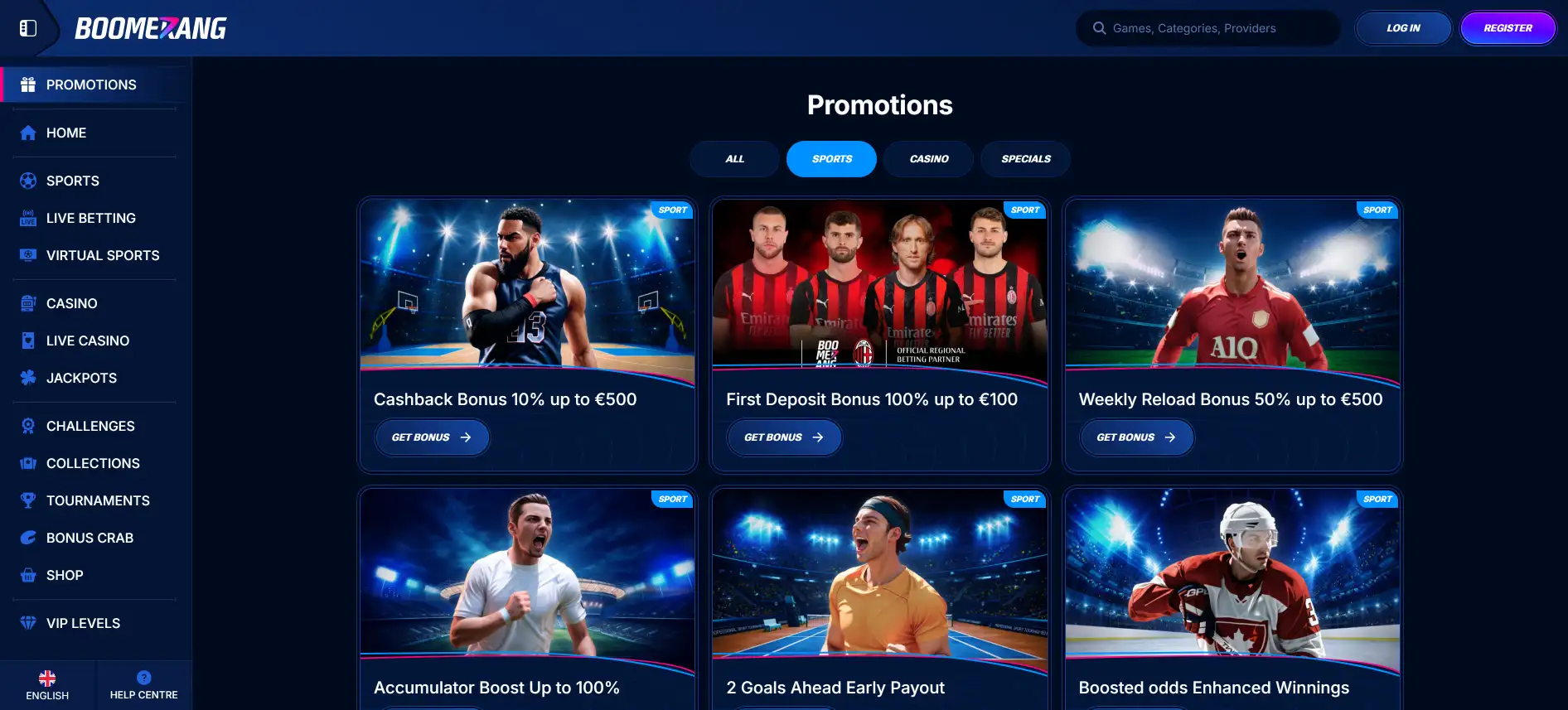 Boomerang Bet бонусы