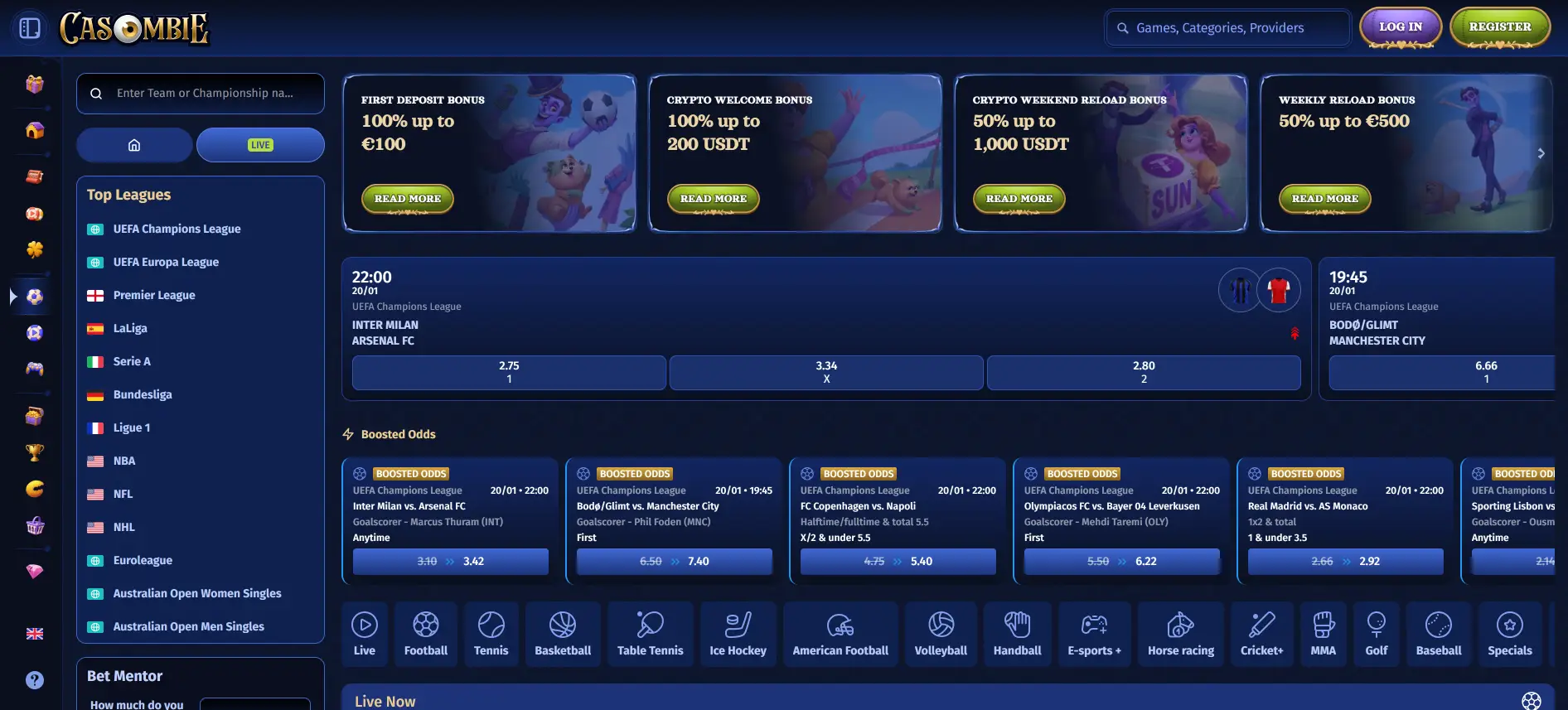 Casombie ставки на спорт