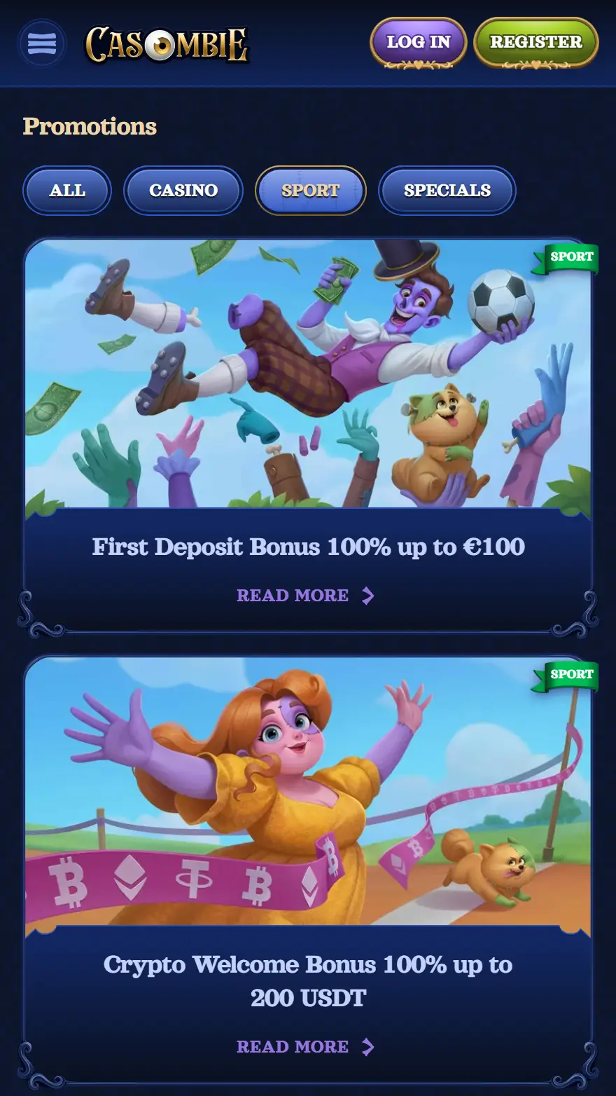 Casombie страница бонусов