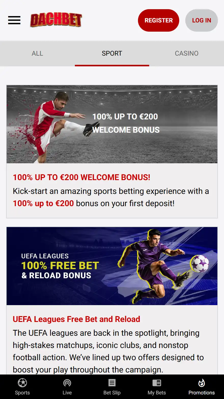 Dachbet страница бонусов