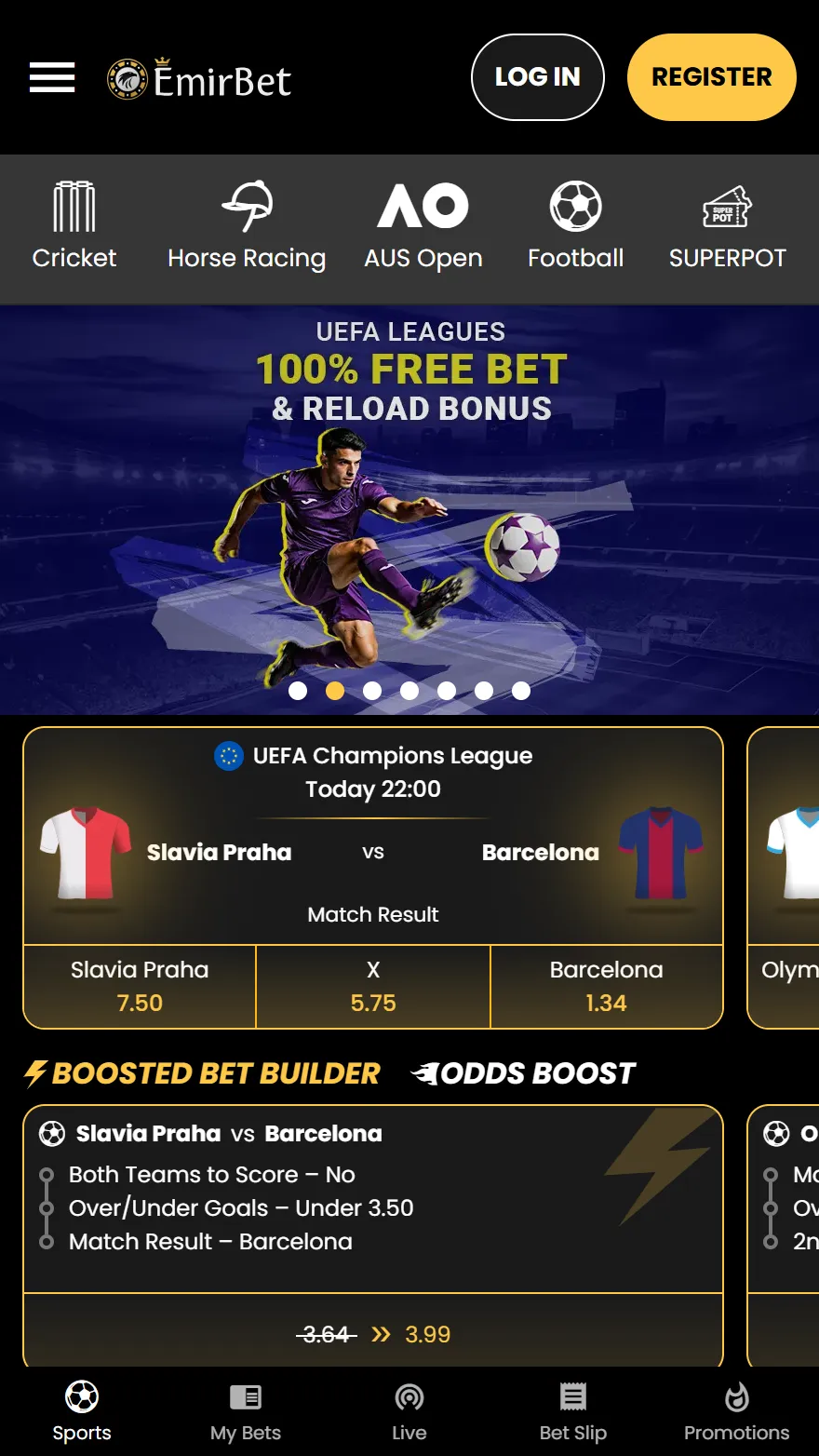 EmirBet страница тотализатора