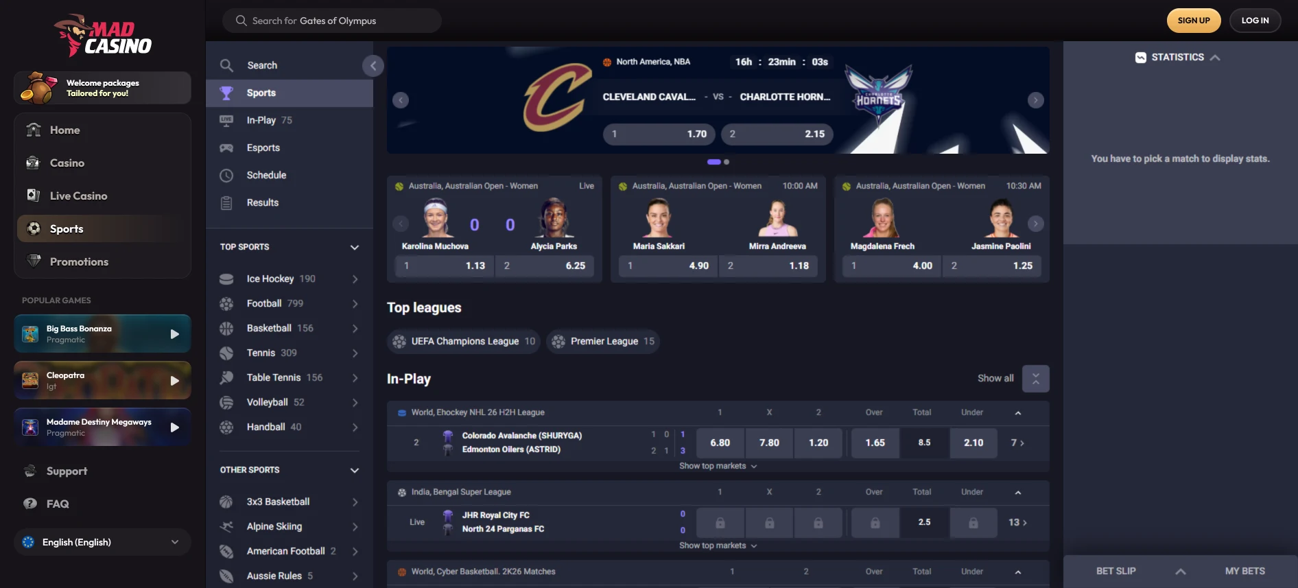 MadCasino тотализатор