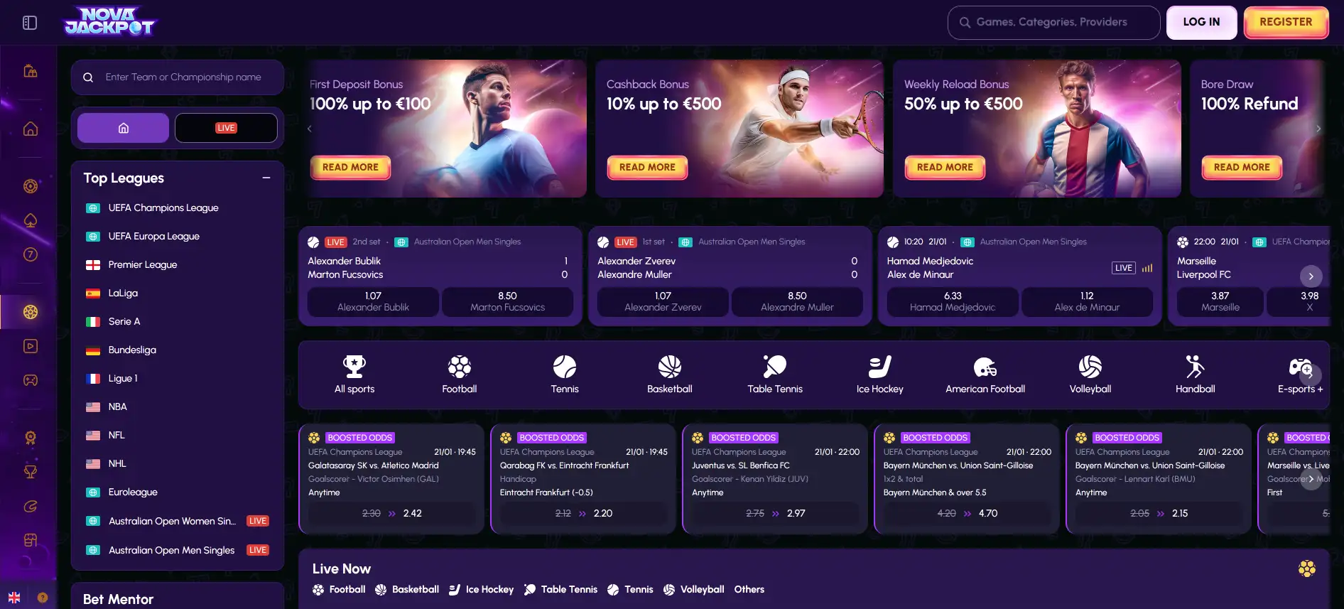 NovaJackpot страница тотализатора