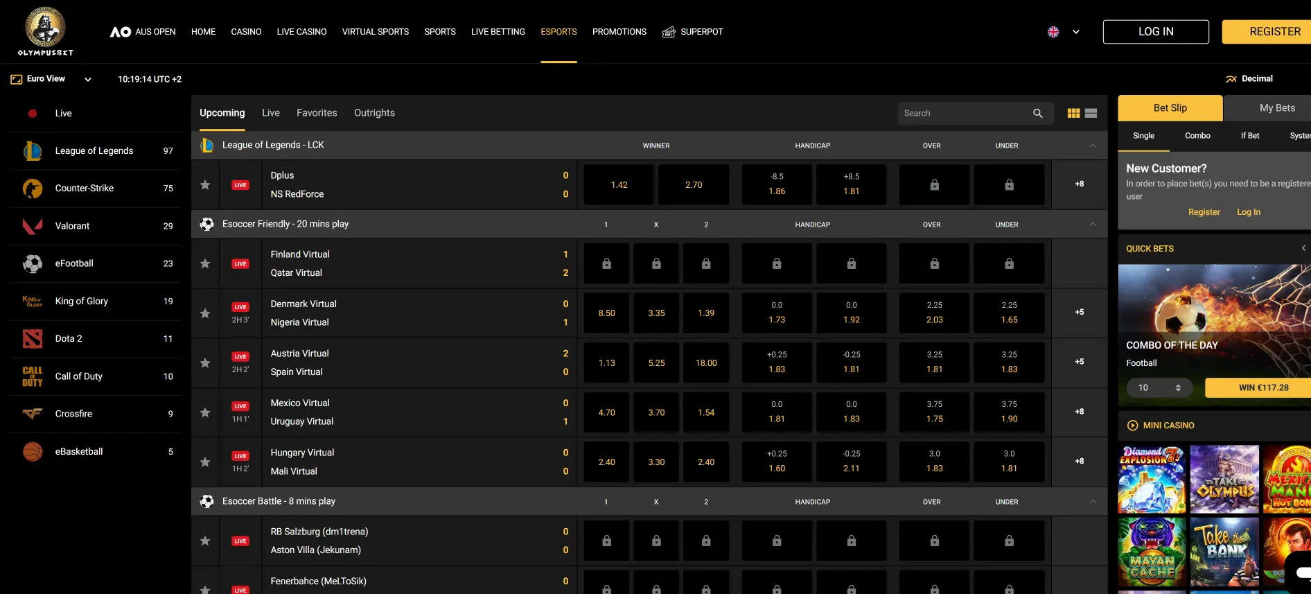 Olympusbet ставки на киберспорт