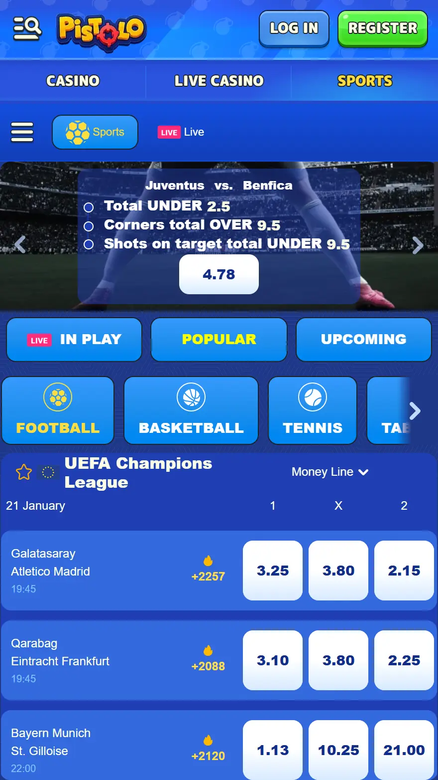 Pistolo страница ставок на спорт