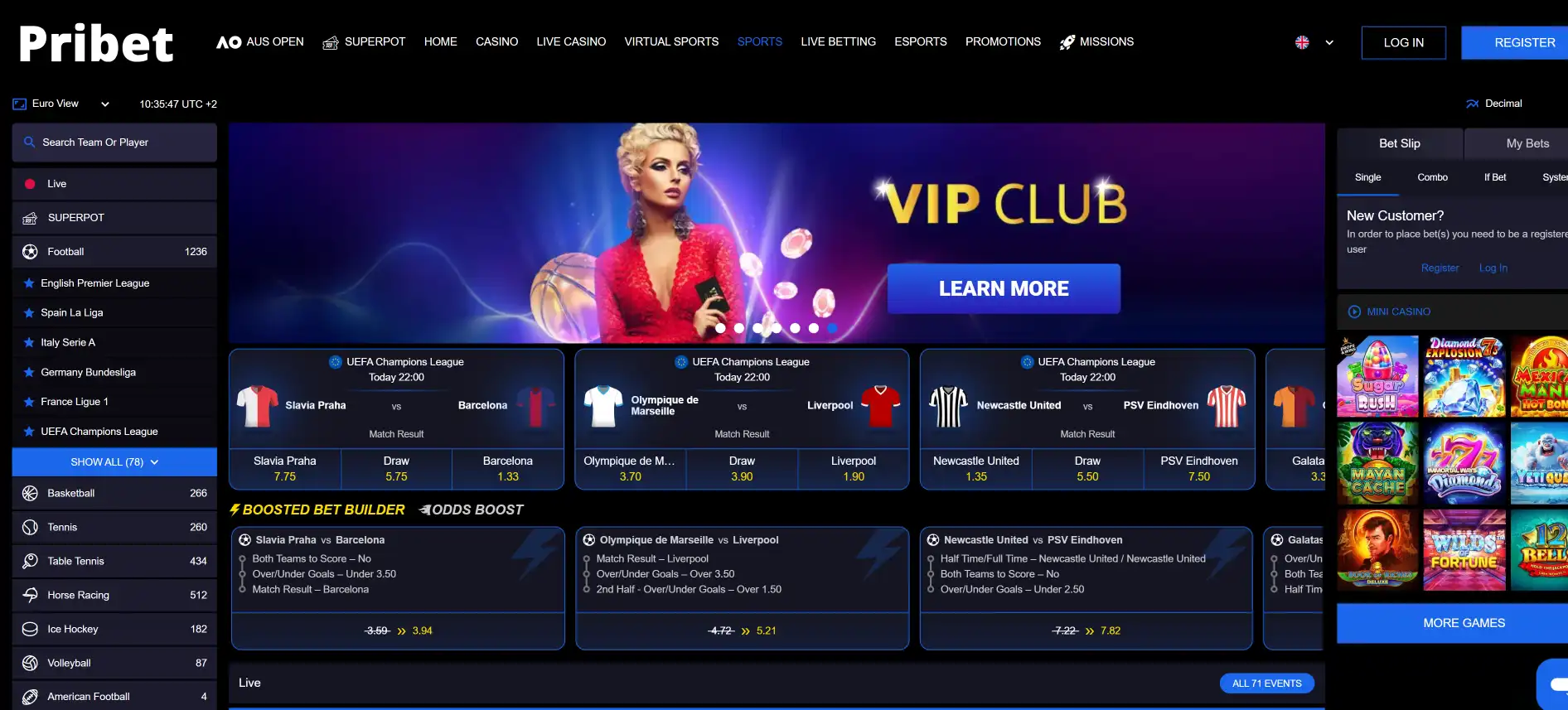 Pribet тотализатор