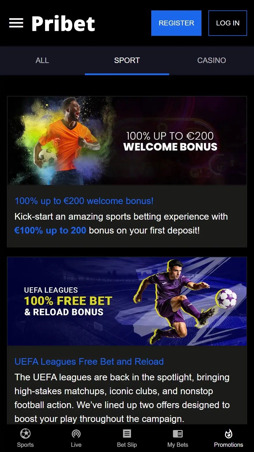 Pribet страница бонусов