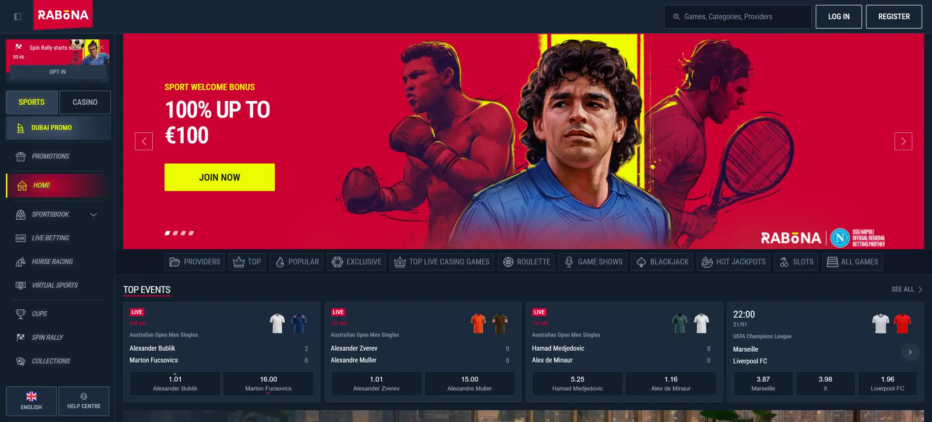 Rabona тотализатор