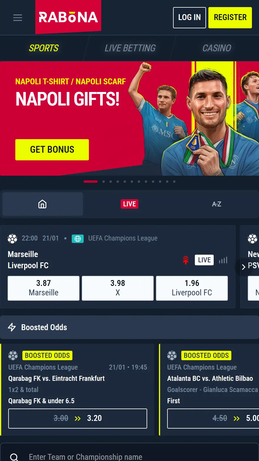 Rabona страница ставок на спорт