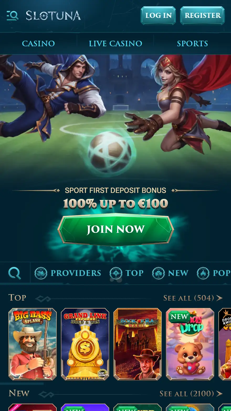 Slotuna страница тотализатора