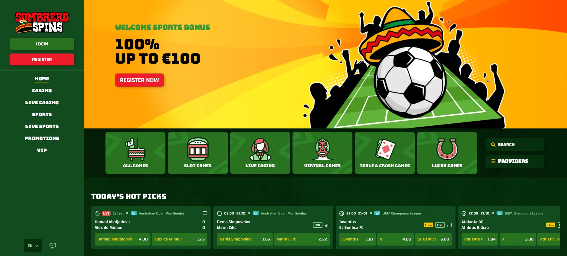 Sombrero Spins тотализатор