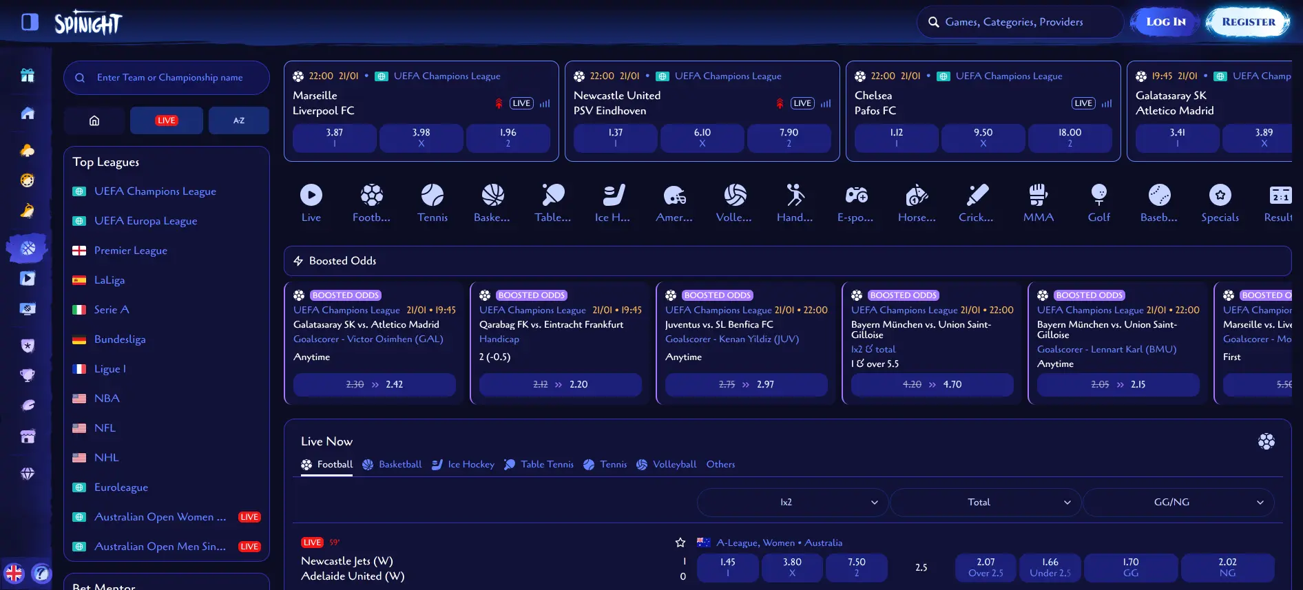 Spinight тотализатор