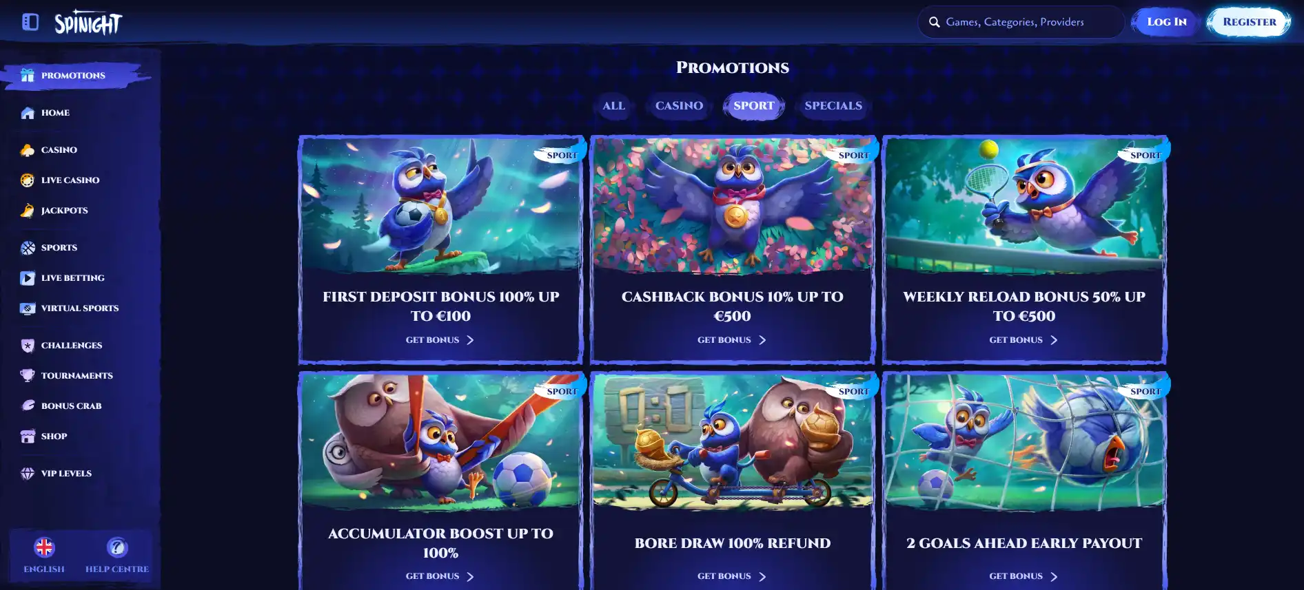 Spinight бонусы