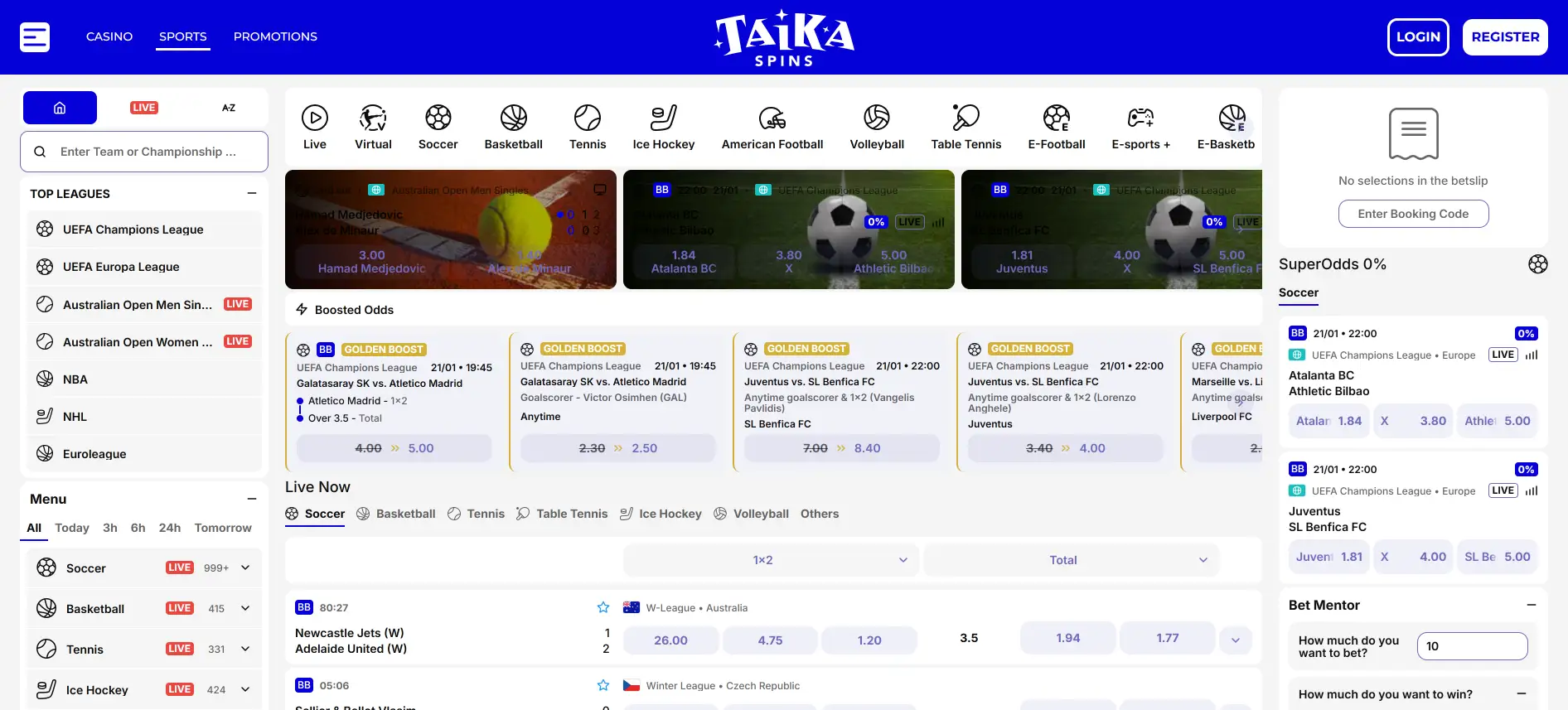 TaikaSpins ставки на спорт