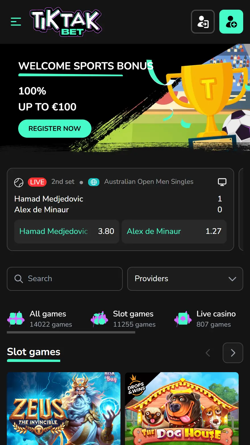 TikTakBet страница тотализатора