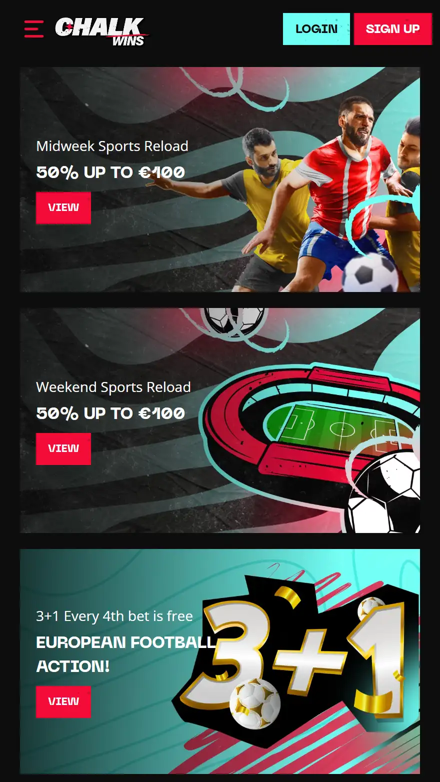 ChalkWins страница бонусов