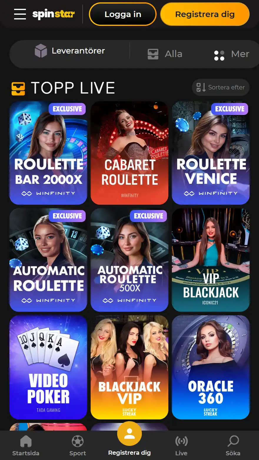 Spinstar live casinosida