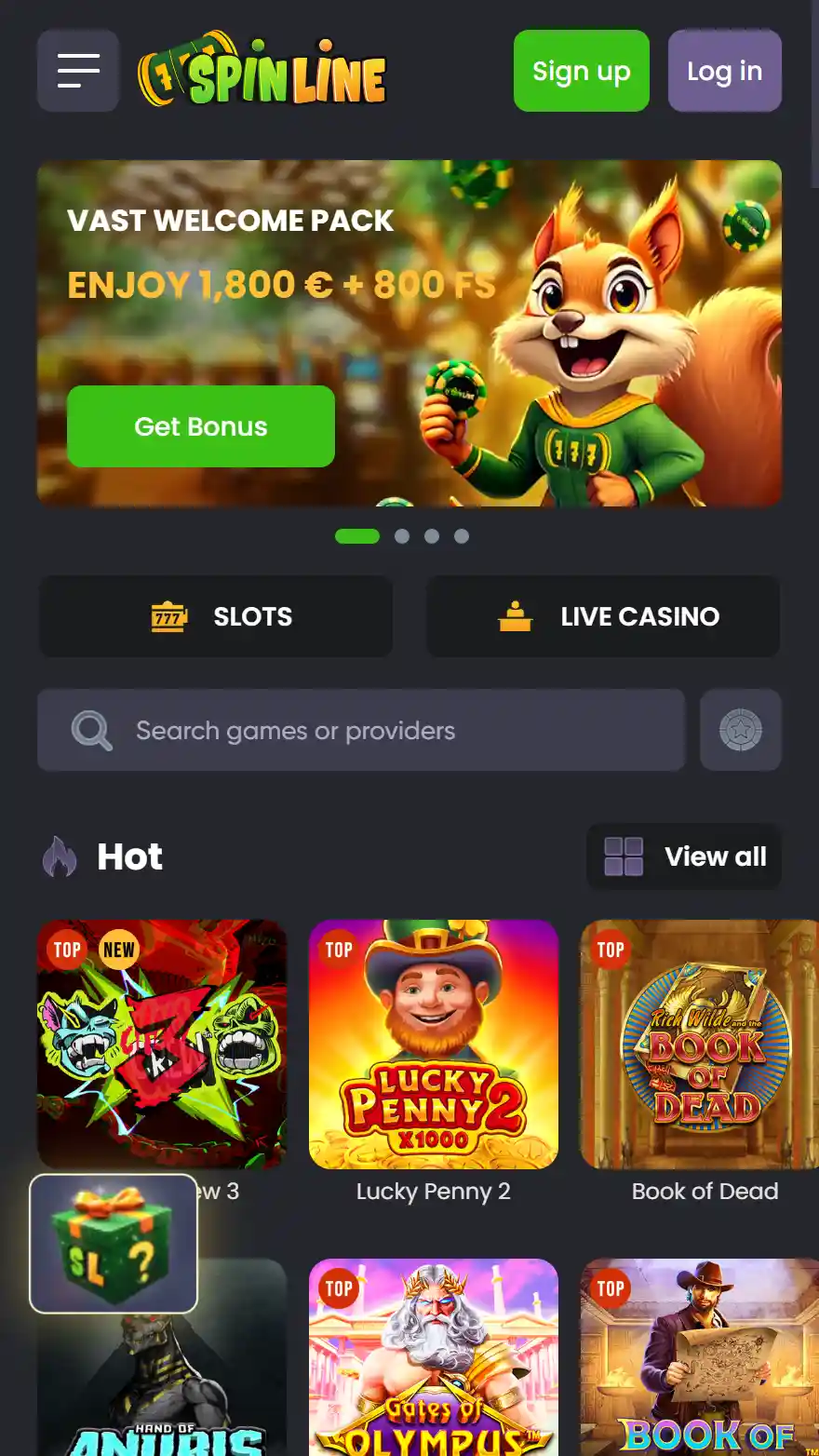 Spinline casino homepage