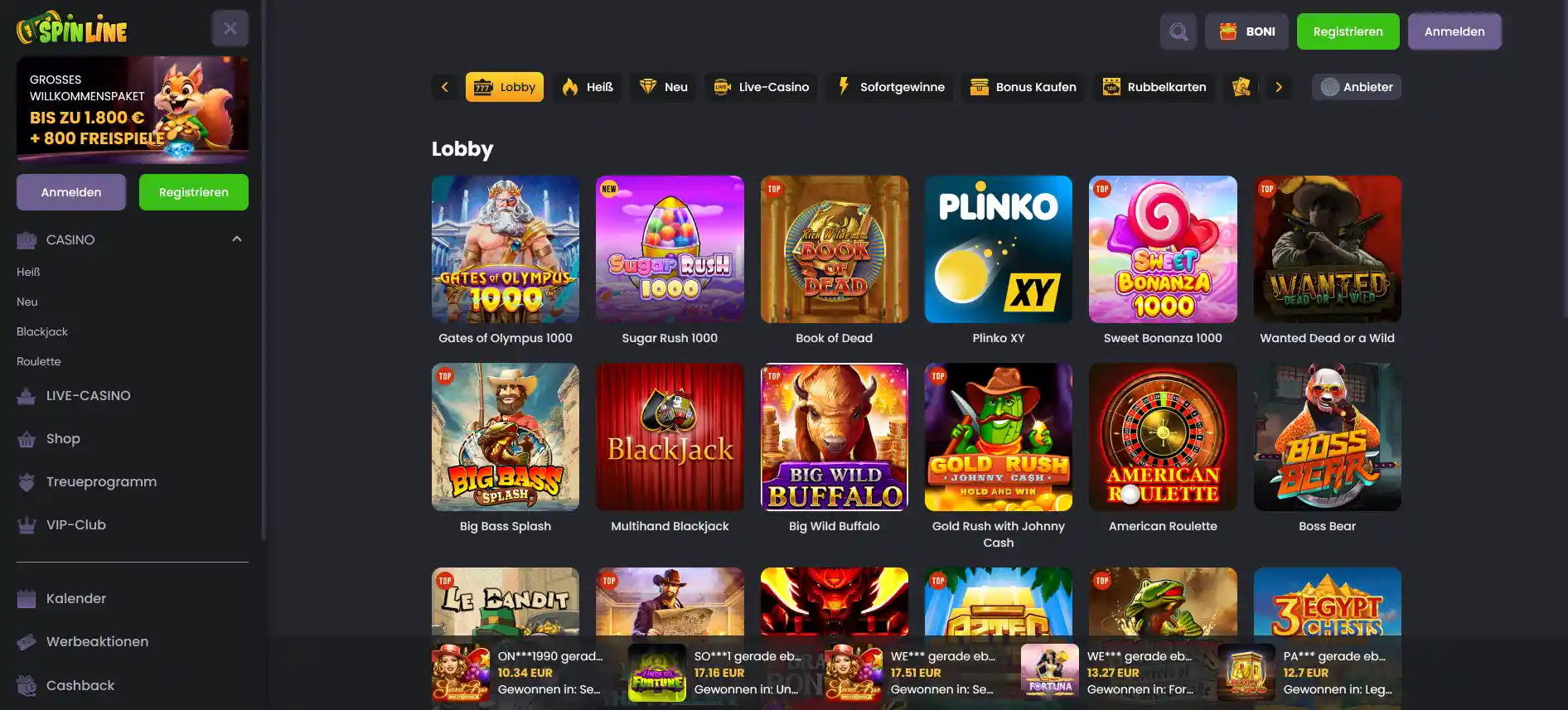 Spinline Casino-Spiele