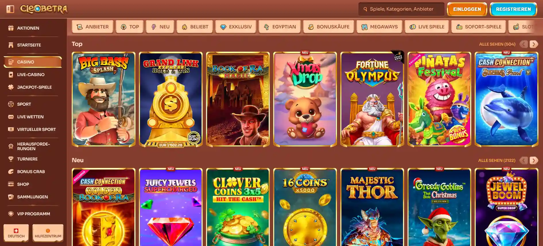 Cleobetra Casino-Spiele