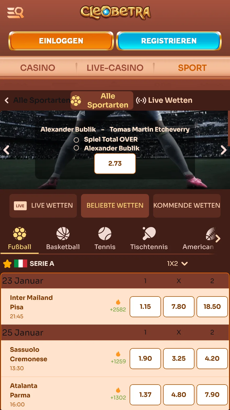 Cleobetra Sportwettenseite