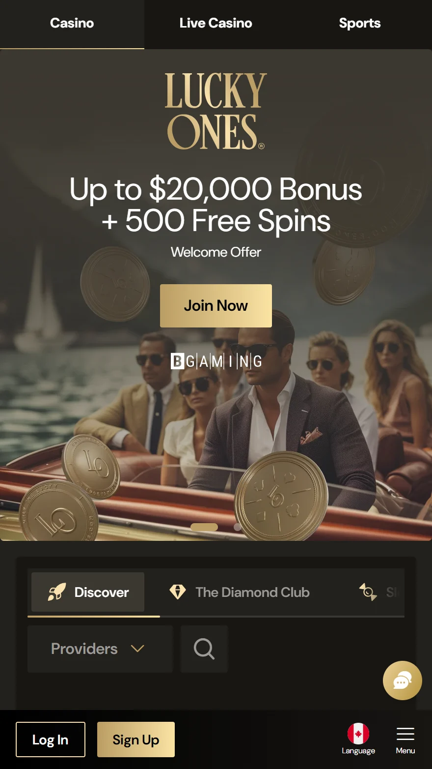 Lucky Ones Casino homepage
