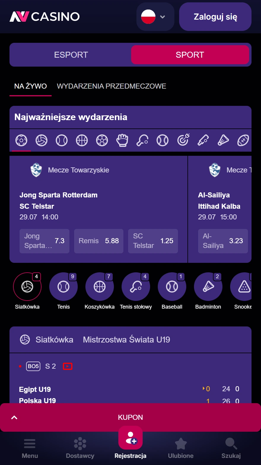 NV Casino страница ставок на спорт