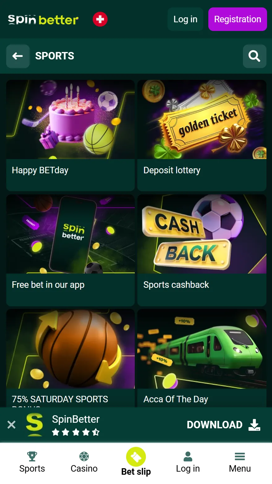 SpinBetter Bonusseite