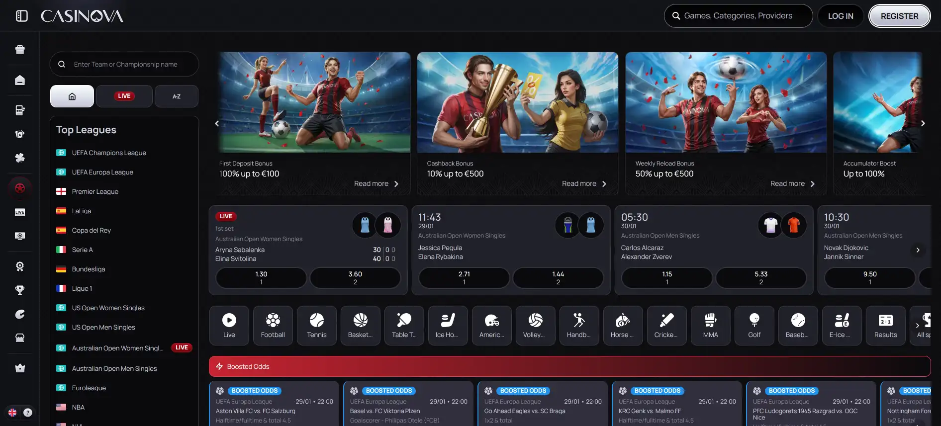 Casinova sporta likmes