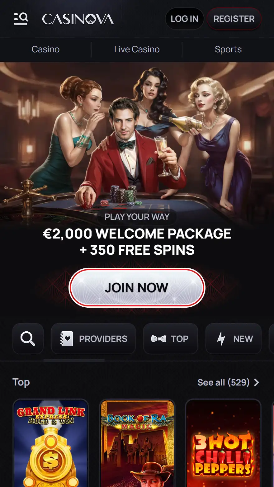 Casinova kazino mājaslapa