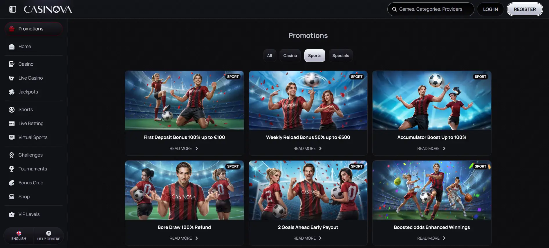 Casinova totalizatora bonusi